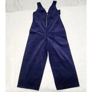 BDG Urban Outfitters Women's Navy Corduroy Front Zip‎ Jumpsuit V Neck Size L NWT
